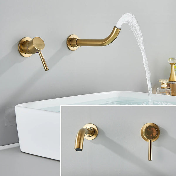LuxaWall Elite – Inbouw Wastafelkraan in Geborsteld Goud