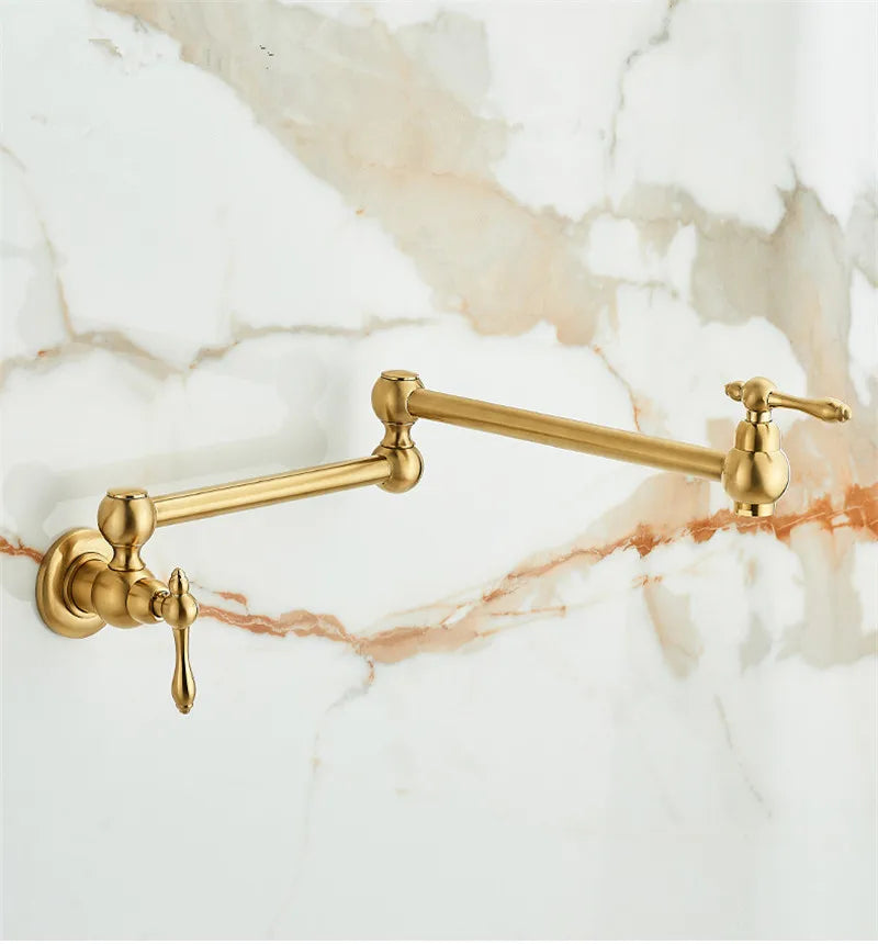 RoyalPour – Luxe Goudkleurige Uitschuifbare Pot Filler Wandkraan