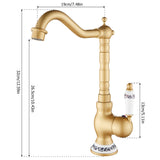 Antieke Messing Keukenkraan met Keramische Handgreep – 360° Draaiend | Traditioneel Design