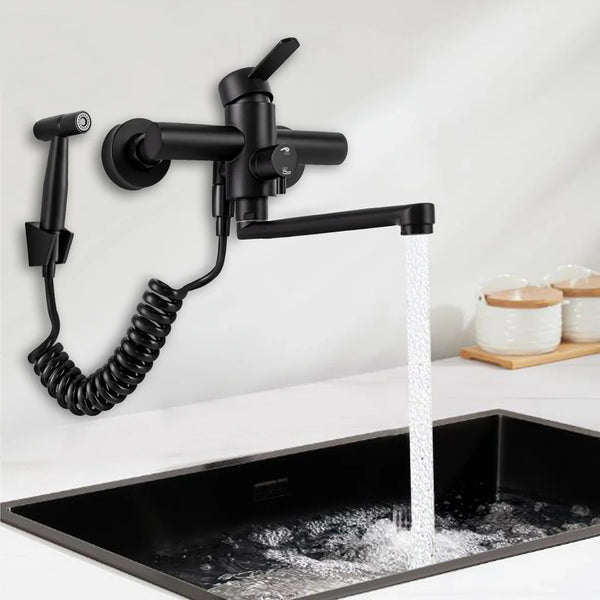 AquaFlex Wandkraan met Zijspuit – 360° Draai