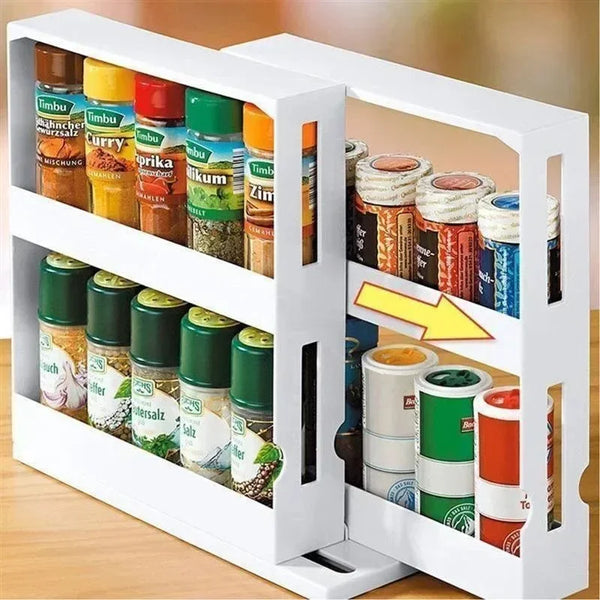 TurnEasy 2-Laags Draaibaar Kruidenrek – Multifunctioneel Organizer Rek voor Keuken & Badkamer
