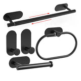 Zelfklevende RVS Badkamer Accessoireset – Geen Boren | Geborstelde Afwerking | Metalen Montage