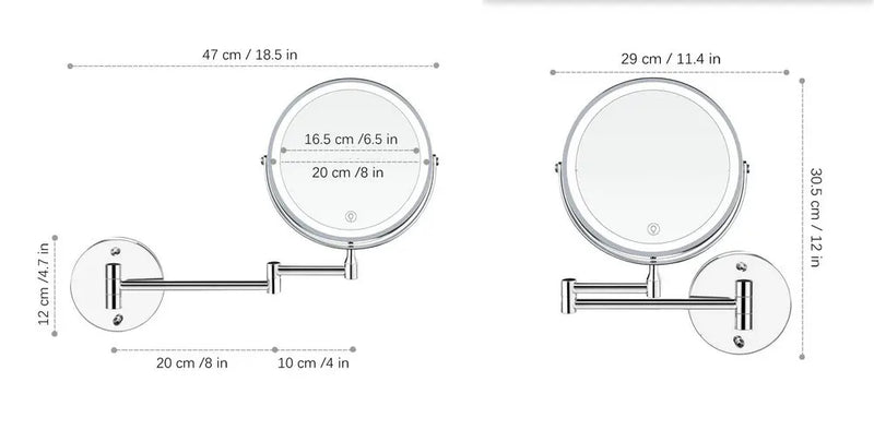 LumiView 8" Oplaadbare Make-up Spiegel met Verlichting