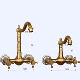 Wandgemonteerde Keuken- en Badkamerkraan – Antiek Messing | Warm & Koud Water