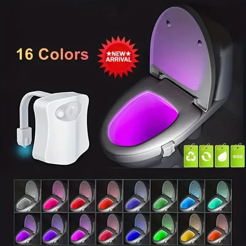 LumiSense Toilet Nachtlampje – Draadloze Bewegingssensor met 8/16 Kleuren RGB Verlichting