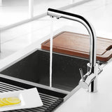 Keukenkraan met Filterfunctie – Enkel Handvat | Chroom/Zwart | Warm & Koud Water | Dekgemonteerd