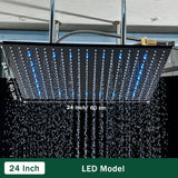 LED Regendouchekop met Temperatuurgevoelige Kleuren – Plafondmontage | 4 Installatiearmen | Vierkant | Chroom / Zwart / Geborsteld Nikkel