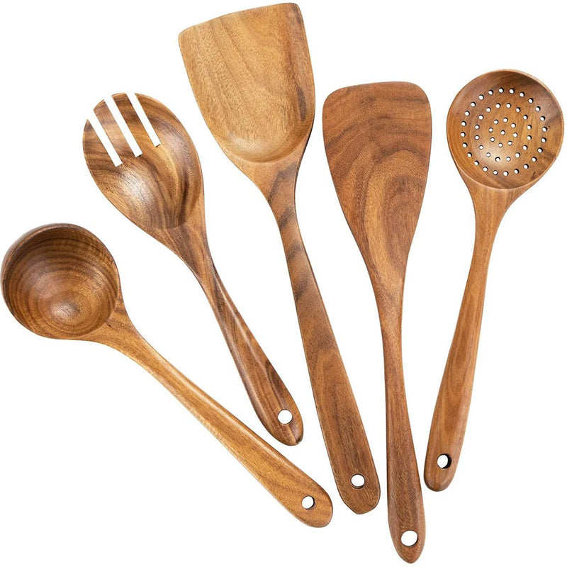 EcoWood – Luxe Houten Keukengerei Set met Opbergemmer