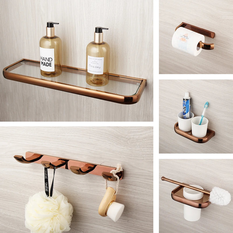 Monite Luxe Roségouden Badkamer Accessoire Set