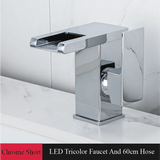 Wastafelkraan met Watervaluitloop – 2-Gats | Enkele Hendel | Keramisch Ventiel | Inclusief Slangen & Dekplaat