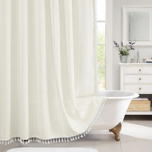 RustiCotton Douchegordijn – Waterdicht & Dikke Linnenlook