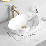 Ovale Keramische Wastafel met Marmerpatroon – Tafelbladmodel | Licht Luxe Design | 12L