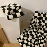 Zwart-Wit Geblokte Handdoekenset | 100% polyester