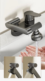 AquaTwist Duo-Flex Wastafelmengkraan – 360° Draaiende Tweegatskraan voor Warm & Koud Water