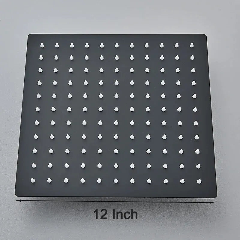 Vierkante Regendouchekop | Mat Zwart – Wand- & Plafondmontage | 360° Roteerbaar