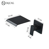 Wandgemonteerde Wastafelkraan met Watervaluitloop – Mat Zwart of Geborsteld Nikkel | Enkel Handvat