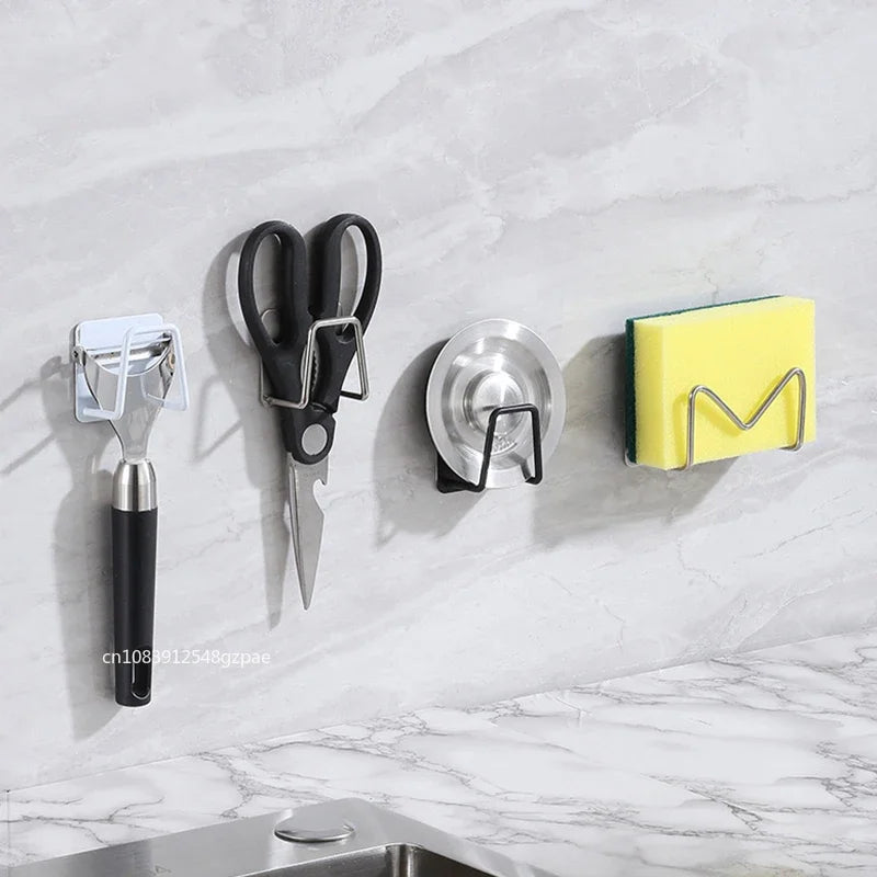 StickDry RVS Sponshouder – Zelfklevende Organizer voor Goothoek & Keukenaccessoires