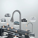 Luxe RVS Keukenspoelbak met Digitale Kraan – 75x45 cm | Gun Grey | Bovenbouw | Waterval Afvoer & Zeepdispenser