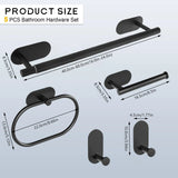 Zelfklevende RVS Badkamer Accessoireset – Geen Boren | Geborstelde Afwerking | Metalen Montage