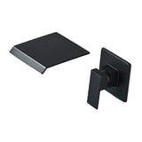 Wandgemonteerde Wastafelkraan met Watervaluitloop – Mat Zwart of Geborsteld Nikkel | Enkel Handvat