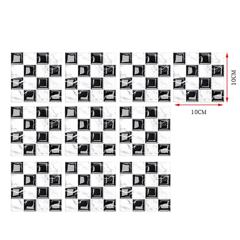 DecoMosaic 10-delige Set 3D Mozaïek Tegelstickers