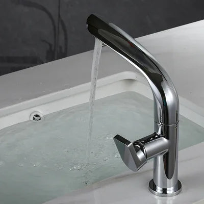 AquaLux Wastafelkraan – Draaibare Luxe Koud-Warm Kraan met Messing Behuizing
