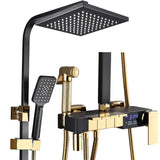 Thermostatische Doucheset – Geborsteld Goud | Messing & ABS | Verstelbare Hoogte | 20 Inch Vierkante Douchekop