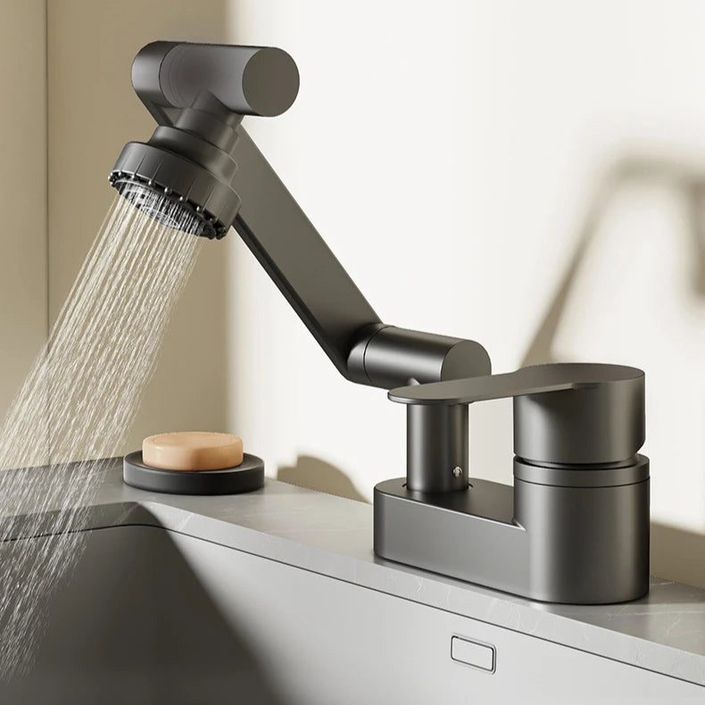 AquaTwist Duo-Flex Wastafelmengkraan – 360° Draaiende Tweegatskraan voor Warm & Koud Water