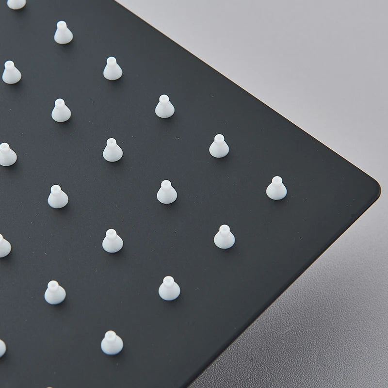 Vierkante Regendouchekop | Mat Zwart – Wand- & Plafondmontage | 360° Roteerbaar