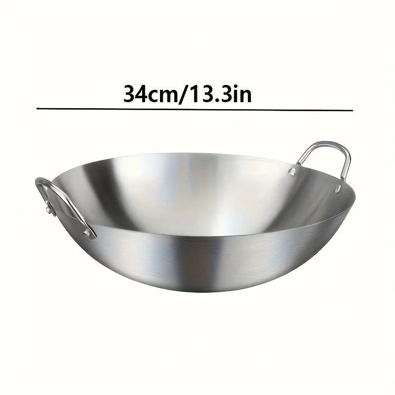 ChefMaster – Grote RVS Wokpan met Dubbele Handgrepen
