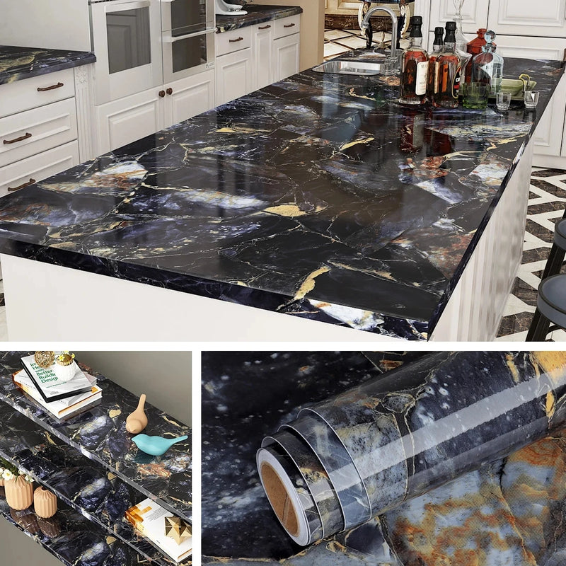 MarbleShield – Luxe Zelfklevende Marmerfolie voor Keuken & Meubels