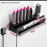Wandgemonteerde Organizer voor Dyson Airwrap – RVS | Zonder Boren | Dubbele Laag