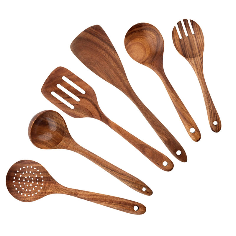 EcoWood – Luxe Houten Keukengerei Set met Opbergemmer