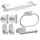 Zelfklevende RVS Badkamer Accessoireset – Geen Boren | Geborstelde Afwerking | Metalen Montage