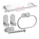 Zelfklevende RVS Badkamer Accessoireset – Geen Boren | Geborstelde Afwerking | Metalen Montage