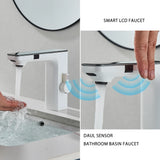 Witte Slimme Sensor Wastafelkraan met Digitaal Display – Touchless Mengkraan | Warm & Koud Water | Voor Badkamer