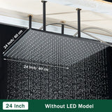 LED Regendouchekop met Temperatuurgevoelige Kleuren – Plafondmontage | 4 Installatiearmen | Vierkant | Chroom / Zwart / Geborsteld Nikkel