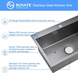 Zwarte Keukenspoelbak – Enkelbak | Topmount | 304 RVS | 9 Inch Diep