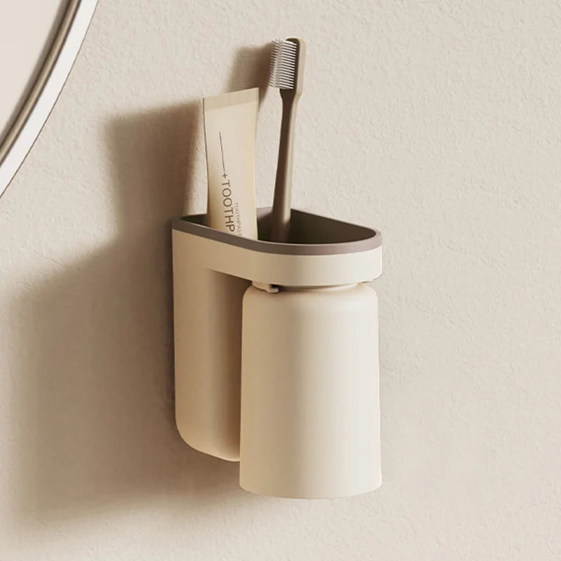 DuoClean 2-in-1 Wandhouder voor Tandenborstel en Beker – Slimme Opberger zonder Boren