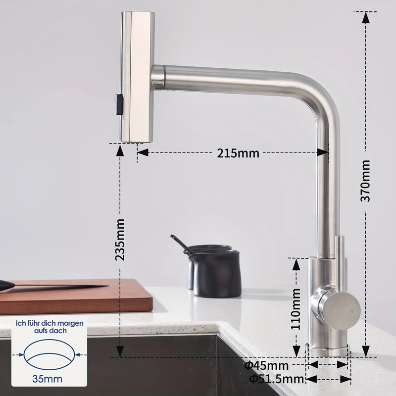 SteelFlex Gun Gray Uittrekbare Keukenkraan