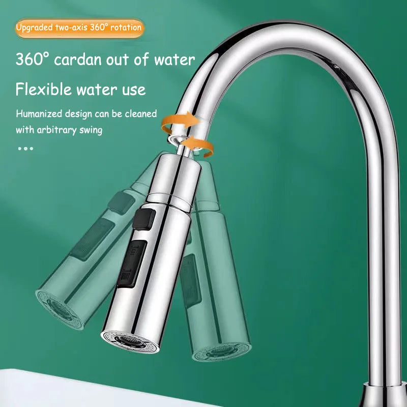 HydroFlex360 – Multifunctioneel 360°/720° Draaibaar Keukenkraan Opzetstuk met 3 Waterstanden