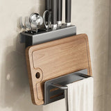 ChefSpace Wandgemonteerd Messenrek met Snijplankhouder – Roestvrijstaal