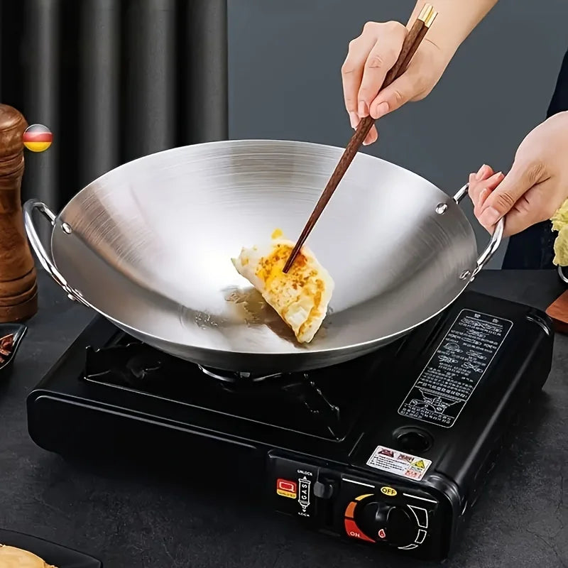 ChefMaster – Grote RVS Wokpan met Dubbele Handgrepen