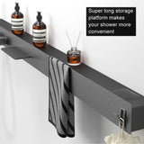 Super Luxe Wandmontage Douchesysteem met Opbergrek en Handdoekhouder – Geborsteld Gun Grijs