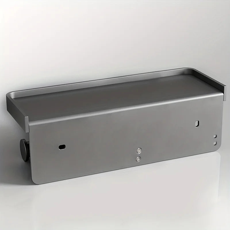 SmartHold Luxe – Aluminium Toiletrolhouder met Telefoonplankje