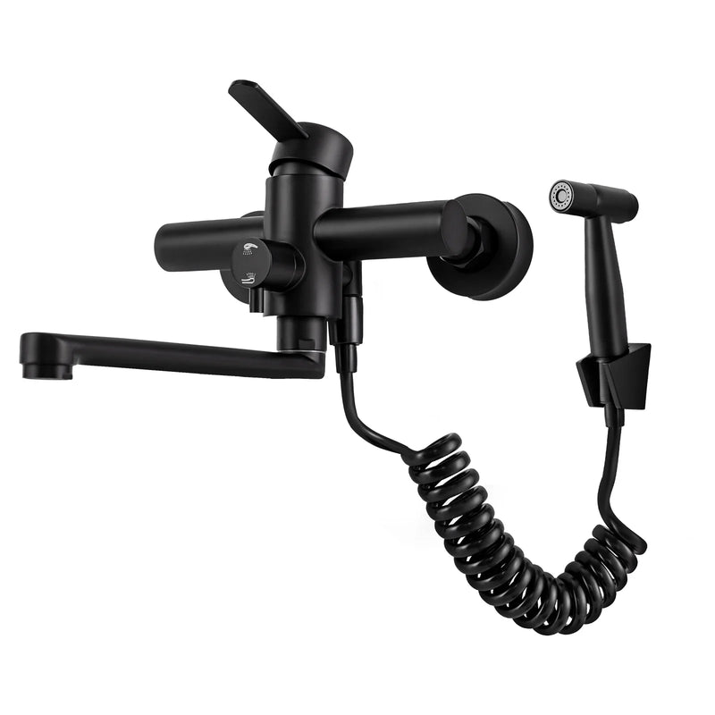 AquaFlex Wandkraan met Zijspuit – 360° Draai