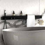 Super Luxe Wandmontage Douchesysteem met Opbergrek en Handdoekhouder – Geborsteld Gun Grijs