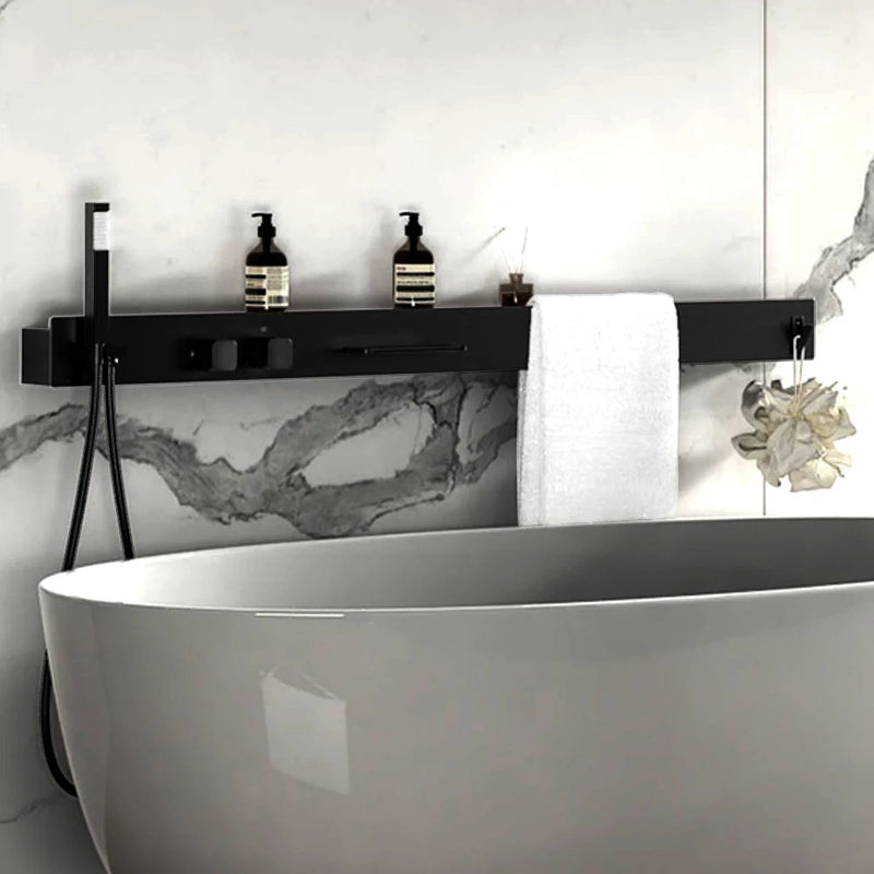 Super Luxe Wandmontage Douchesysteem met Opbergrek en Handdoekhouder – Geborsteld Gun Grijs