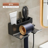 Multifunctionele Haardrogerhouder – Wandmontage | Zonder Boren | Met Plugopslag | ABS Kunststof