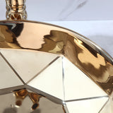 Luxe Handgeschilderde Keramische Wastafel met Gouden Kraan – Rond | Tafelmodel | Inclusief Pop-up Afvoer